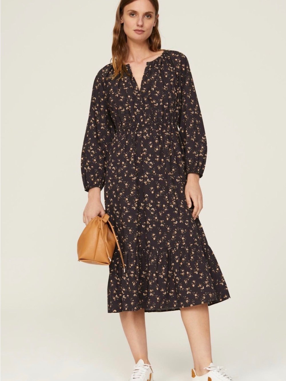 Rails Sal Dress Floral Long-Sleeve Midi Dress size XL